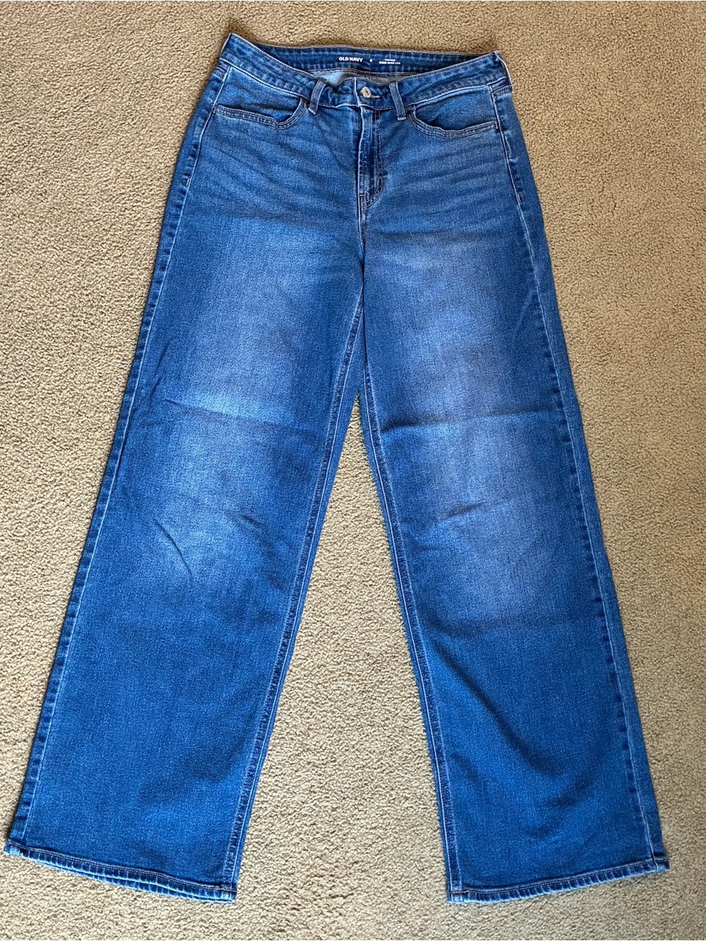 Women’s Old Navy Wow Wide-Leg High-Rise Blue Jeans Soft Stretchy Size 8